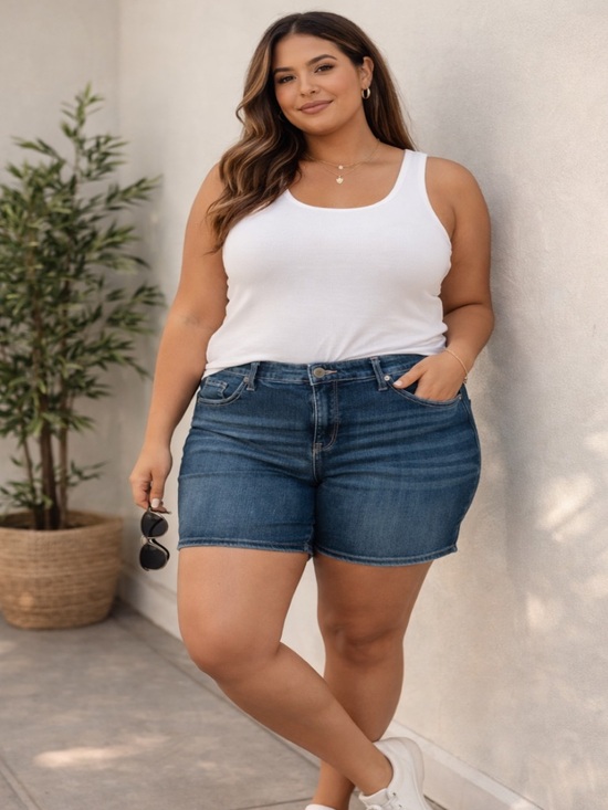 torrid Pants - Torrid Sky High Skinny Denim Shorts Size 18 High Rise Stretch Blue Jean Shorts